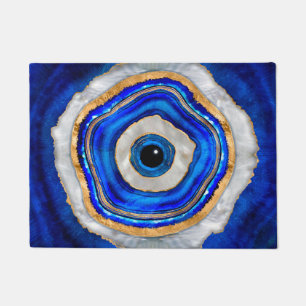 Evil Eye Watercolor agate and gold Doormat
