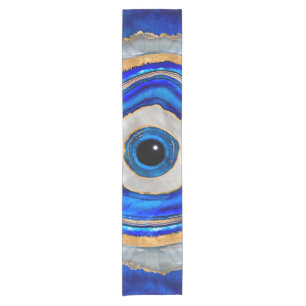 Evil Eye Watercolor agate and gold Short Table Runner