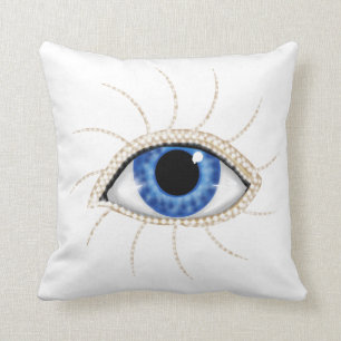 Evil eye white cushion