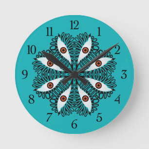 Evil eyes weird trippy round clock