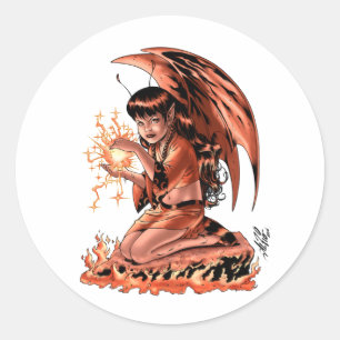 Evil Fairy doing Magic by Al Rio Classic Round Sticker