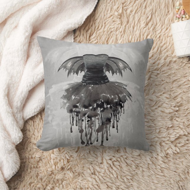 Evil Fairy Gown | Gothic Black Vampy Rock Sheen Cushion (Blanket)