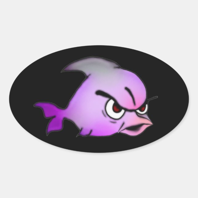 Evil Fish Oval Sticker (Front)