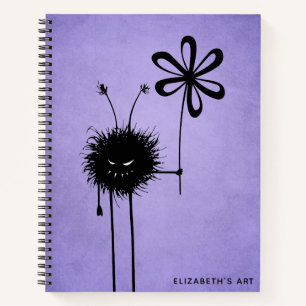 Evil Flower Bug Purple Goth Name Sketchbook Notebook