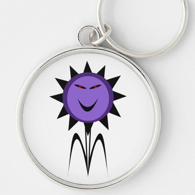 Evil Flower Kawaii Goth Halloween Keychain (Front)