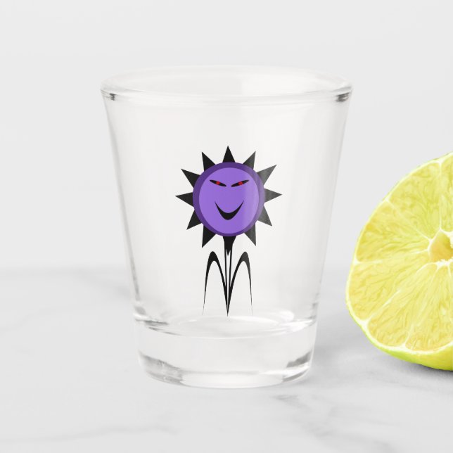Evil Flower Kawaii Goth Halloween Shot Glass (Front)
