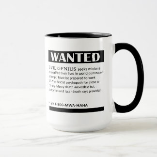 Evil Genius Wanted Ad Mug