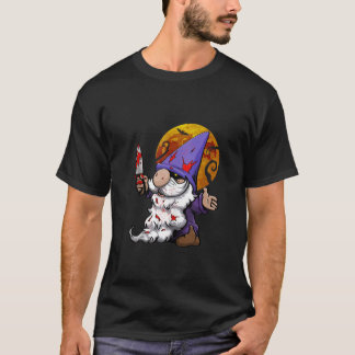 Evil Gnome Scary Halloween Women Gnome Design Hall T-Shirt