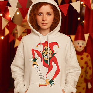 Evil Grinning Jester Joker with Jack-in-the-Box  Hoodie