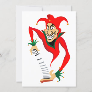 Evil Grinning Jester Joker with Jack-in-the-Box  Invitation