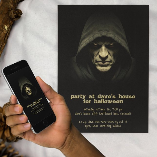 Evil Hooded Demon Monster Halloween Party  Invitation (Creator Uploaded)
