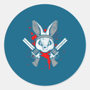 Evil Horror Rabbit Funny Rabbit Saying Easter Gift Classic Round Sticker