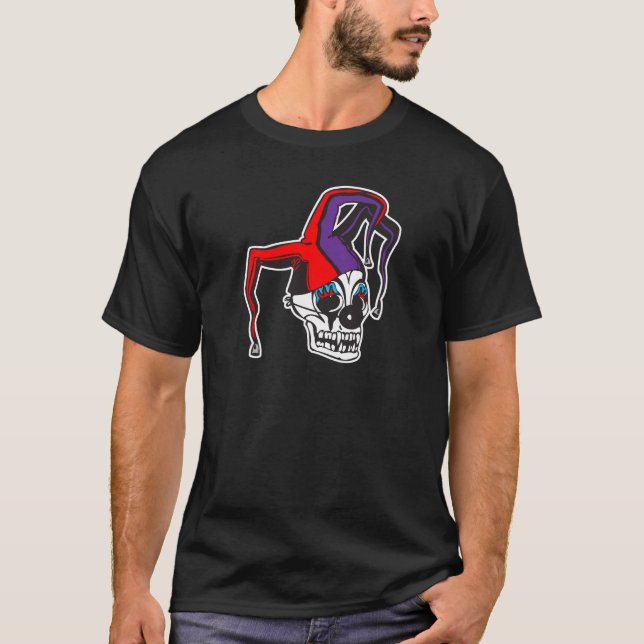 evil jester clown skull T-Shirt (Front)