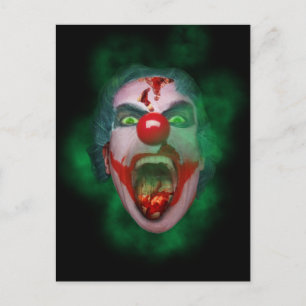 Evil Joker Clown Face Postcard