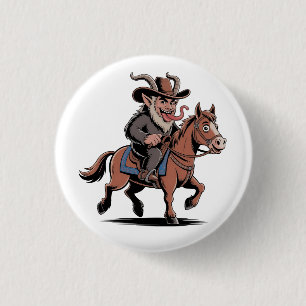 EVIL Krampus Christmas Cowboy Horse Western Xmas 3 Cm Round Badge