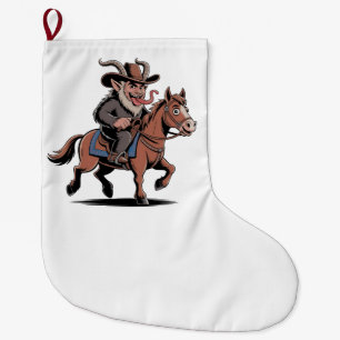 EVIL Krampus Christmas Cowboy Horse Western Xmas Large Christmas Stocking