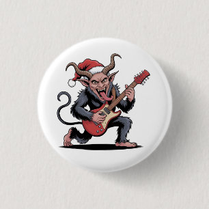 Evil Krampus Playing Guitar Electric Music Xmas 3 Cm Round Badge