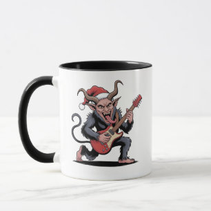 Evil Krampus Playing Guitar Electric Music Xmas Mug