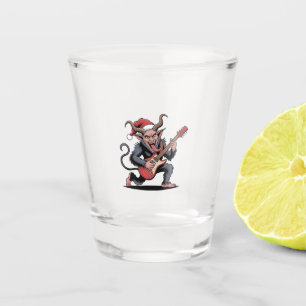 Evil Krampus Playing Guitar Electric Music Xmas Shot Glass
