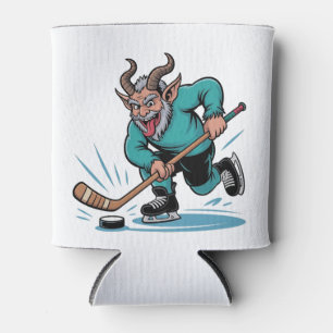 Evil Krampus Playing Ice Hockey Christmas Sport  Can Cooler