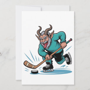 Evil Krampus Playing Ice Hockey Christmas Sport Card