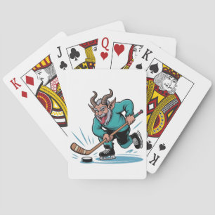 Evil Krampus Playing Ice Hockey Christmas Sport  Playing Cards