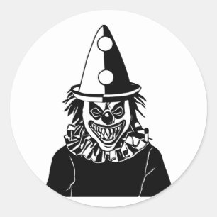 Evil Monster creepy Clown Scary Circus art Classic Round Sticker