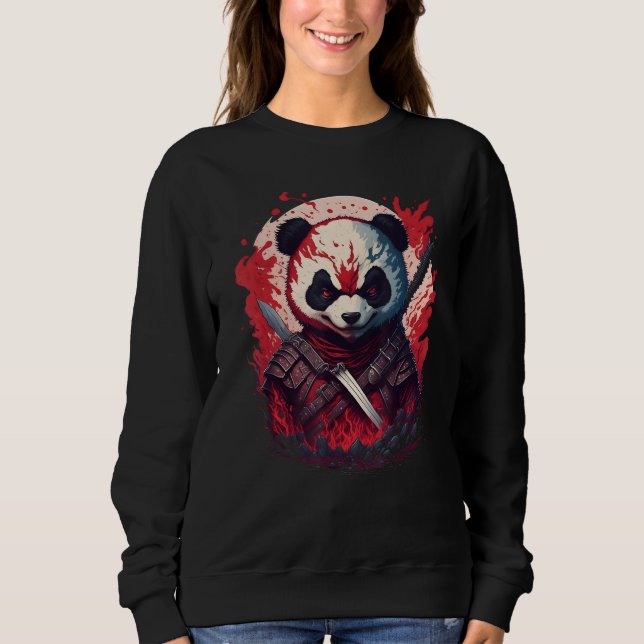 Evil Ninja Samurai Panda Beautiful Japanese Fantas Sweatshirt (Front)