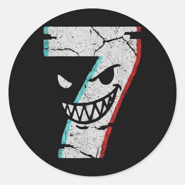 Evil Number 7 Shirt - 7 Ate 9 Joke 67 Meme Hallowe Classic Round Sticker (Front)