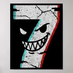 Evil Number 7 Shirt - 7 Ate 9 Joke 67 Meme Hallowe Poster