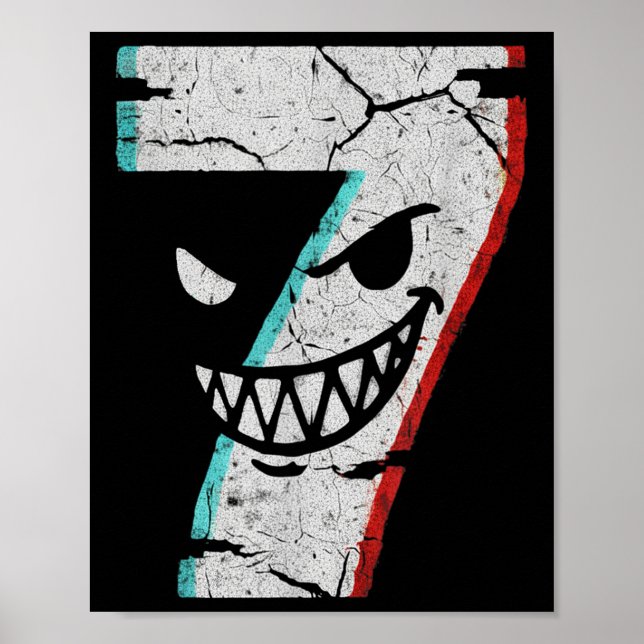 Evil Number 7 Shirt - 7 Ate 9 Joke 67 Meme Hallowe Poster (Front)