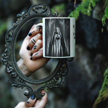 Evil nun in a dark cathedral