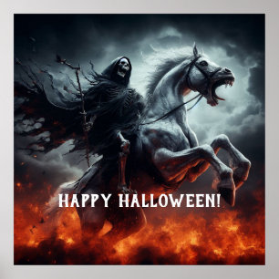 Evil Pale Horse and Death Halloween Poster