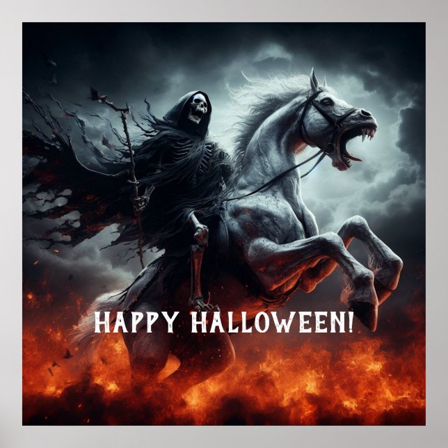 Evil Pale Horse and Death Halloween Poster (Front)
