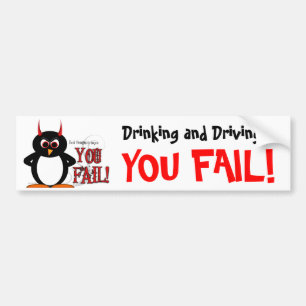 Evil Penguin Drinking & Driving Bumper Sticker