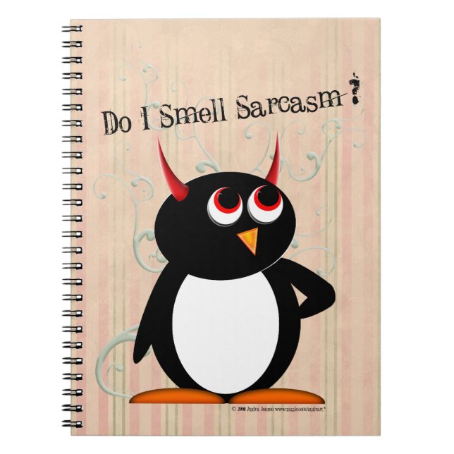 Evil Penguin™ Funny Binder, Back to School Spiral Notebook (Front)