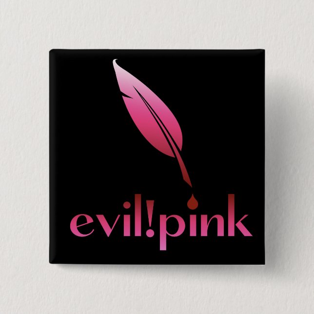 evil pink 15 cm square badge (Front)