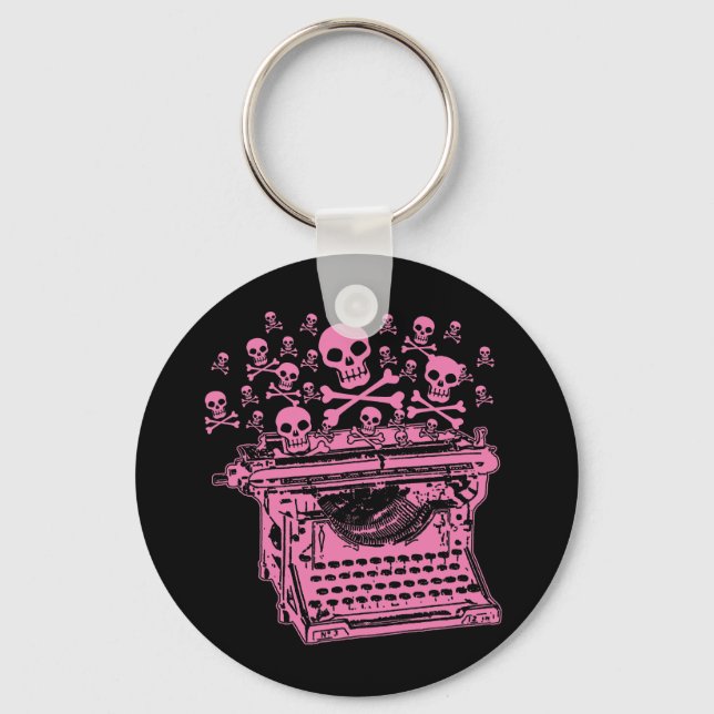 Evil Pink Typewriter Key Ring (Front)