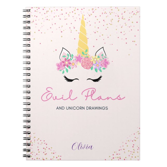 Evil Plans and Unicorns - World Domination Notebook (Front)