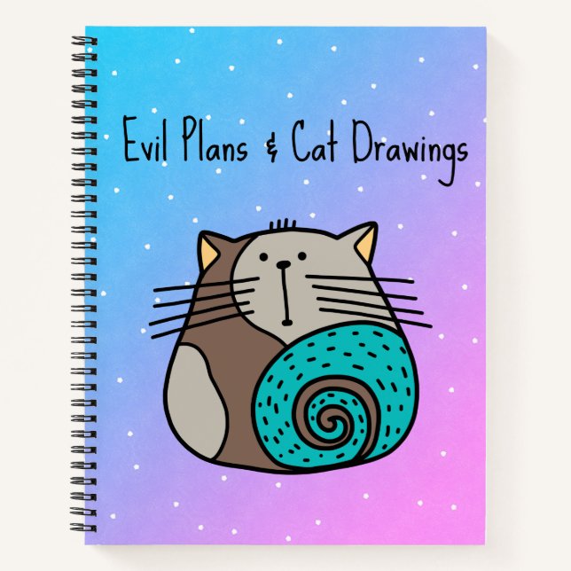 Evil Plans & Cat Drawings Notebook (Front)