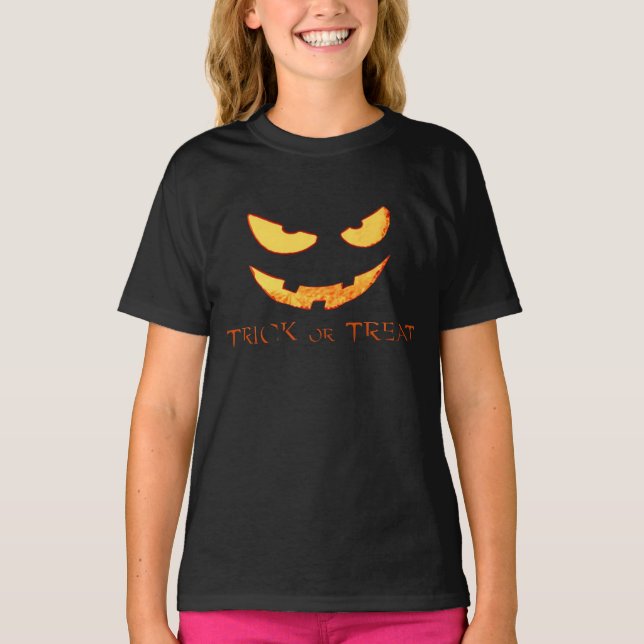 Evil Pumpkin Face Halloween Shirt (Front)