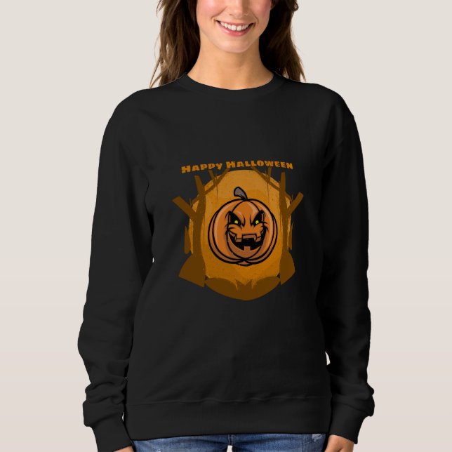 Evil Pumpkin Happy Halloween Tree Sweatshirt (Front)