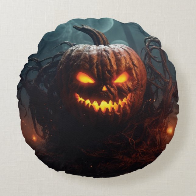 Evil Pumpkin Round Cushion (Front)