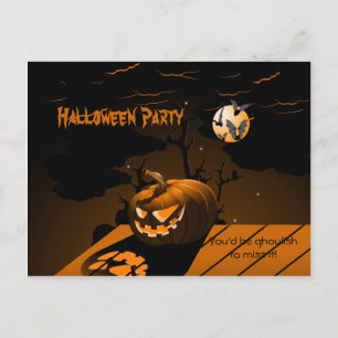Evil Pumpkin Scary Bats Halloween Invitation Postcard