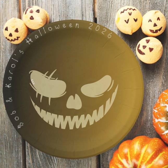Evil Pumpkin Smile Halloween Party Paper Plates (Evil Pumpkin Smile Halloween Party Paper Plates)