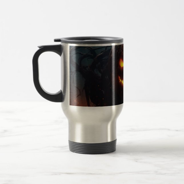 Evil Pumpkin Travel Mug (Left)