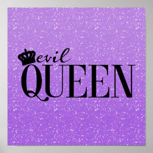 EVIL QUEEN Purple Glitter Glam Typography Print
