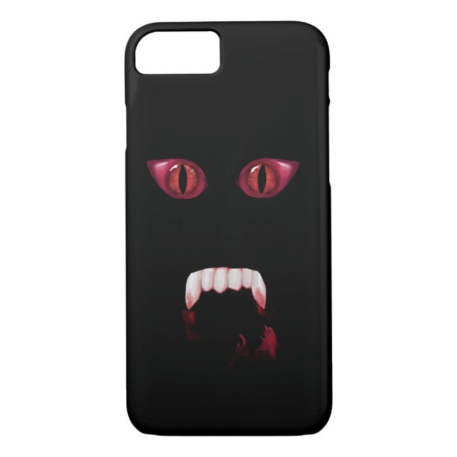 Evil Red Demon Eyes & Bloody Vampire Fangs Case-Mate iPhone Case (Back)