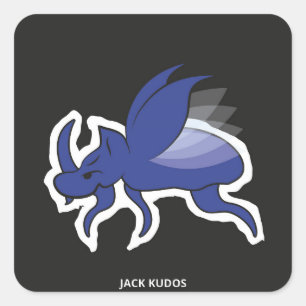Evil Rhino Beetle Dark Grey Jack Kudos Square Sticker