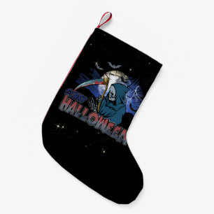 Evil Skeleton In Scary Dark Night Halloween Small Christmas Stocking